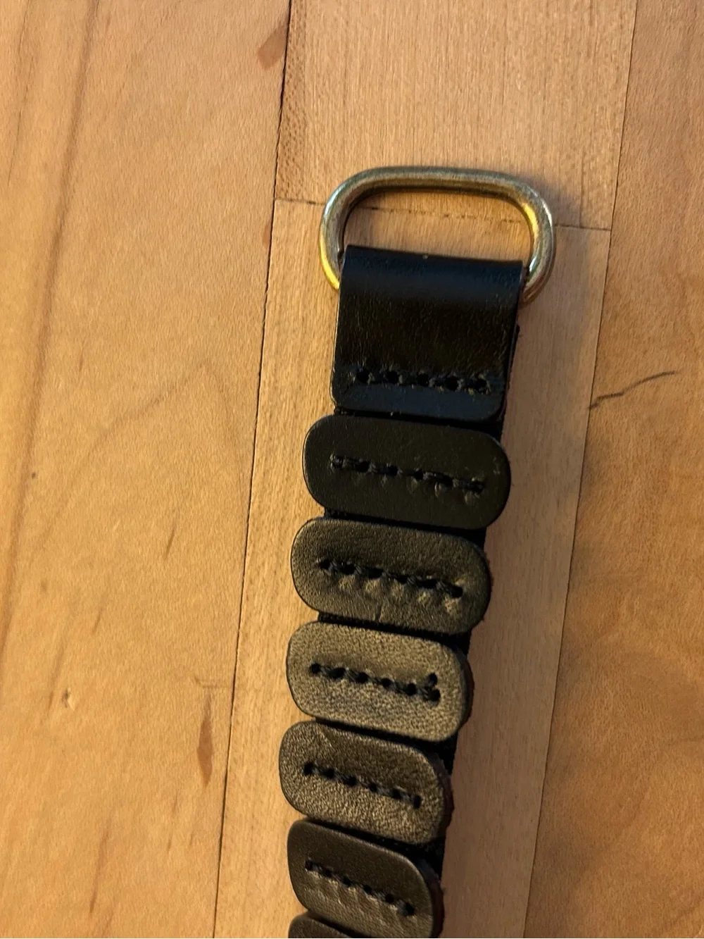Black Elastic Belt with Leather Accents - Picture 4 of 6